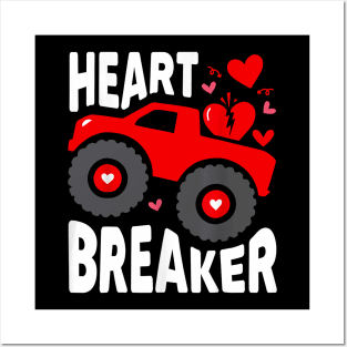 Heart Breaker Monster Truck Toddler Boys Girl Valentines Day Posters and Art